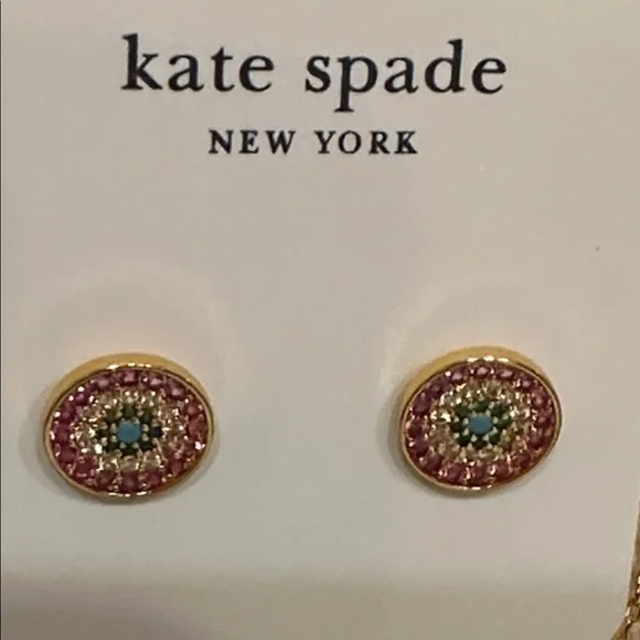 Kate Spade Gold and Pink Earrings and 18 in Necklace with Green Accent - Picture 2 of 4